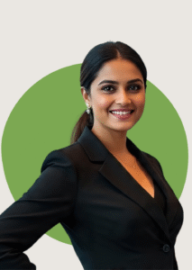 Ai-Driven Creation of a Business Women Wearing Black Blazer and having a smile on her face