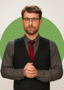 Ai-Driven Creation of a Working Professional Man Wearing Dark Brown Tuxedo with Brown Shirt, wearing a spectacles & confident expression on his face