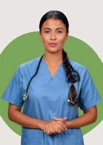 Ai-Driven Creation of a Female Doctor hanging a stethoscope & Wearing Surgery Wear